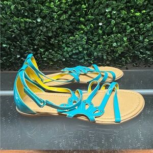 American Eagle Outfitters Turquoise Strappy Flat Sandals